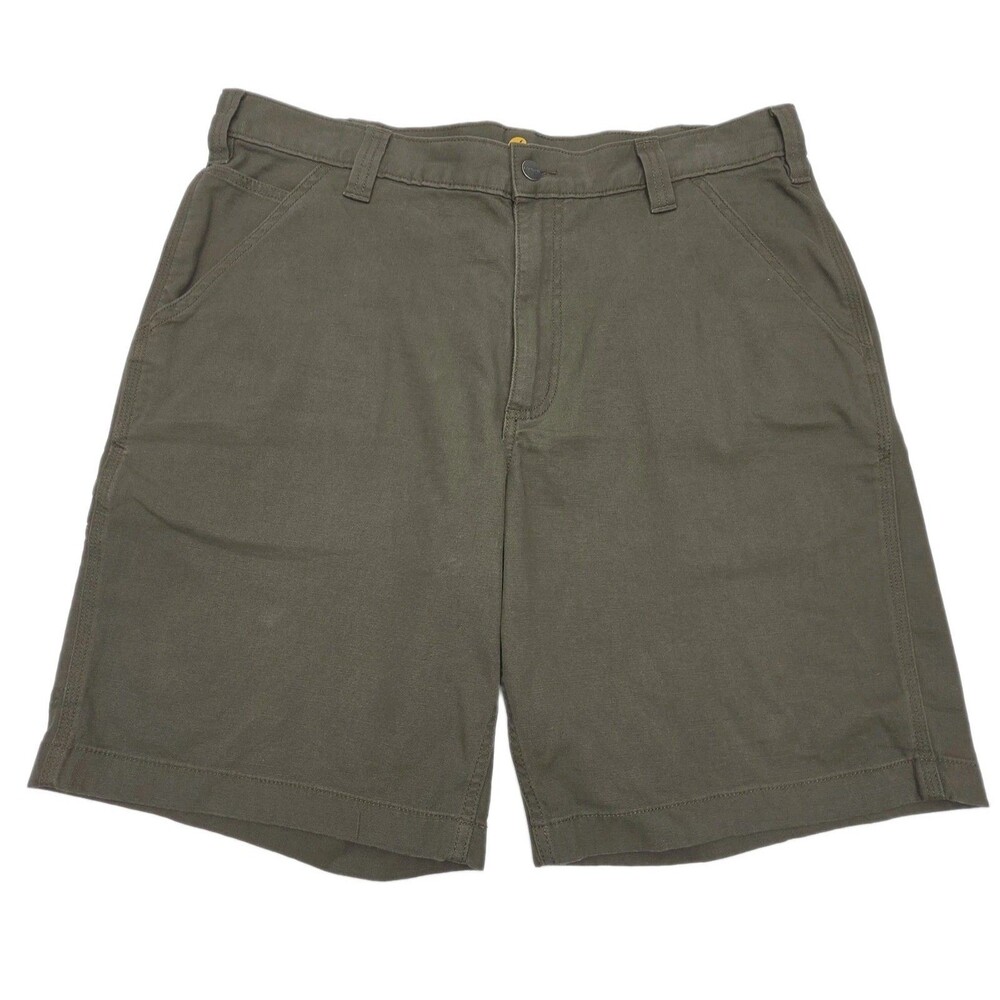 Carhartt Shorts Green Loose Fit Work Cargo Men Sz 36 Flat 9.5" Inseam Canvas - Picture 3 of 13